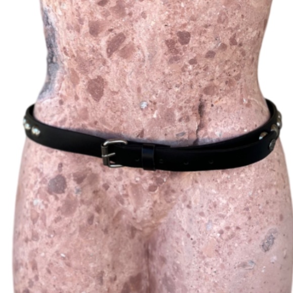 Black Studded Belt, Black Belt, Silver Studs, Punk Aesthetic main image 6